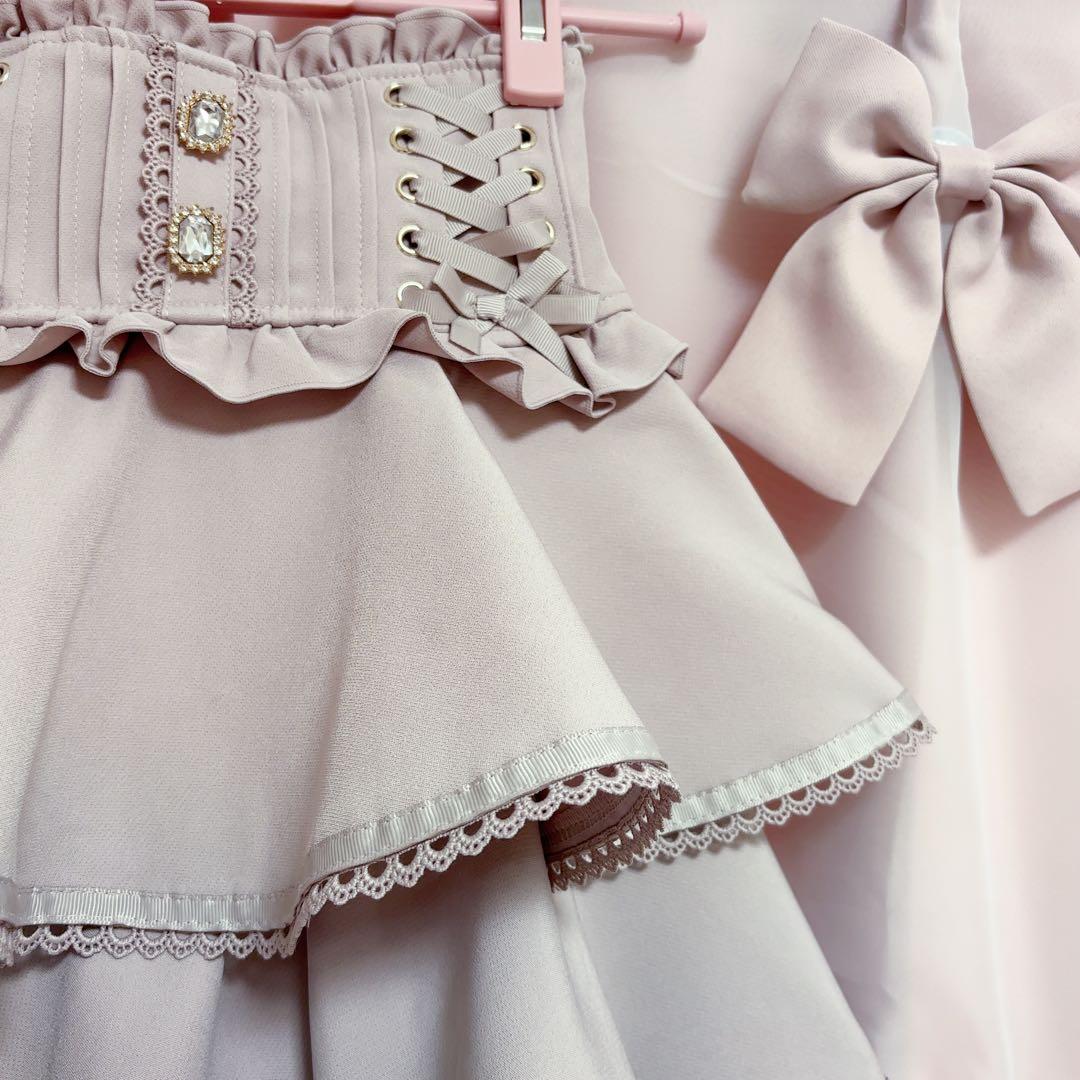 リズリサ LIZLISA サスペンダー付ティアードスカパン 量産型 地雷 ピンク