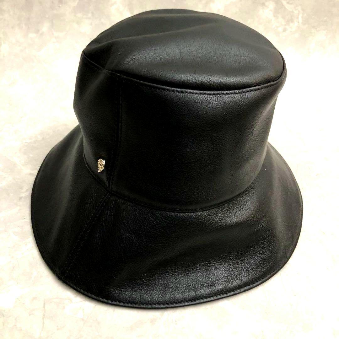 ★極美品★ヘレンカミンスキー レザーバケットハット メタルチャーム ロゴ