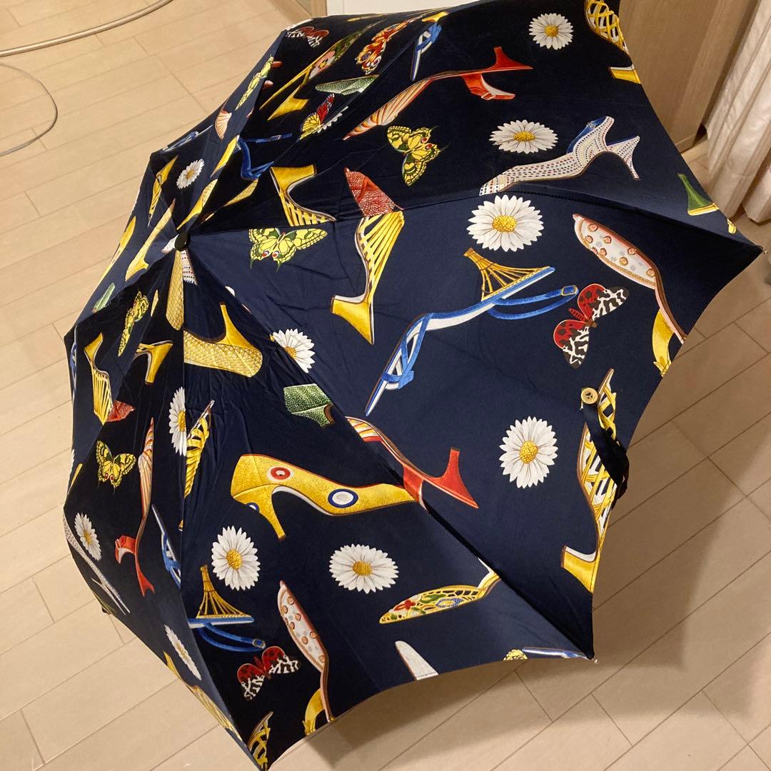 フェラガモ　Ferragamo ガンチーニ 靴と花のデザイン 折りたたみ傘　希少