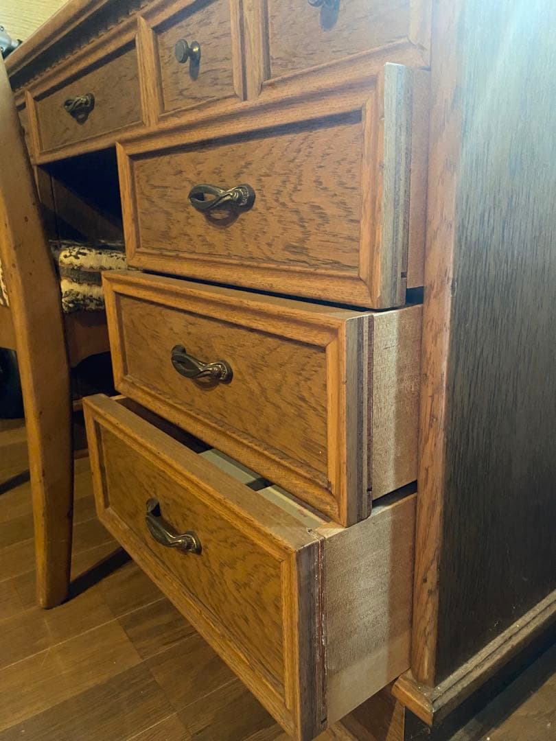 村上開明堂　木製ドレッサー(スツール付き)　鏡台　メイク台　化粧台　化粧机