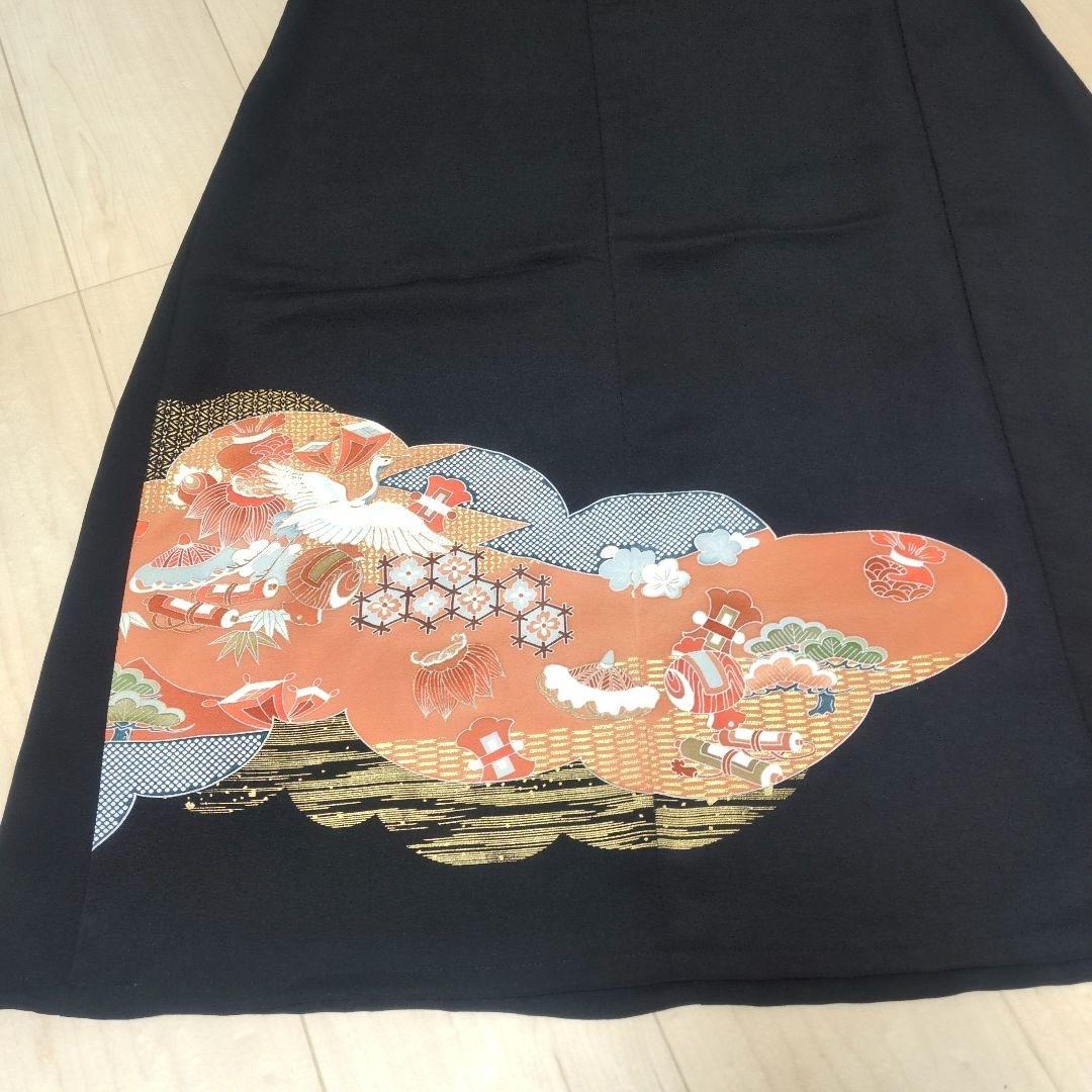 舞鶴刺繍 小槌と道具 留袖リメイクフレアドレス