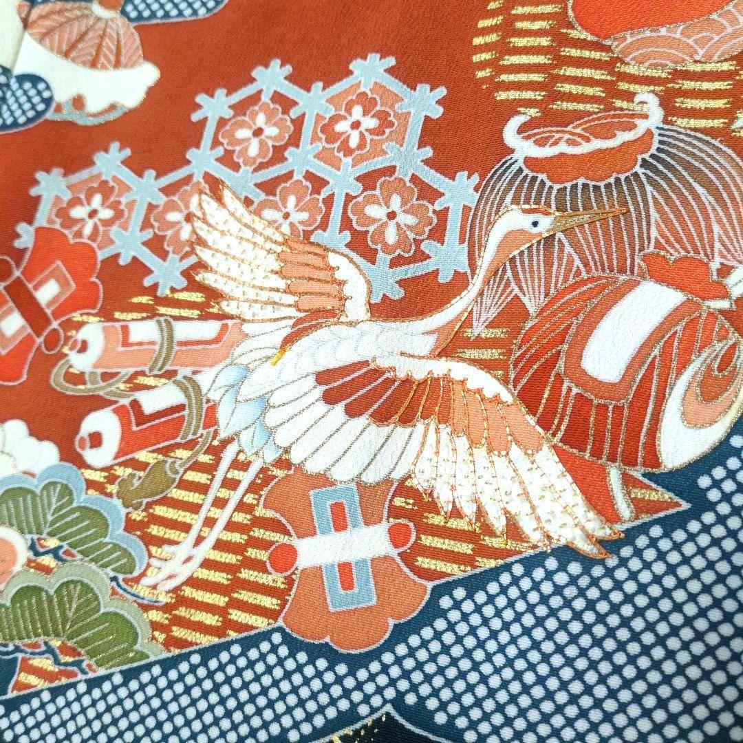 舞鶴刺繍 小槌と道具 留袖リメイクフレアドレス