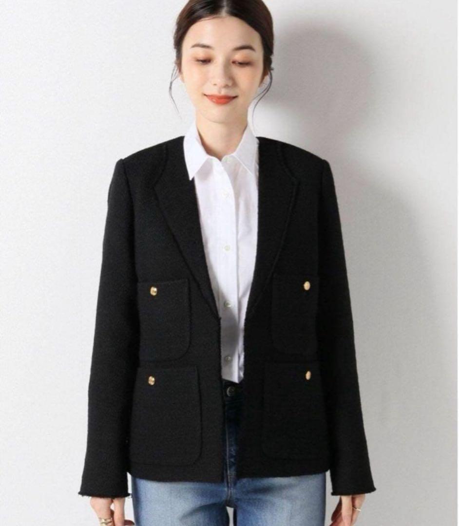 美品　plage girl ツイードノーカラージャケット