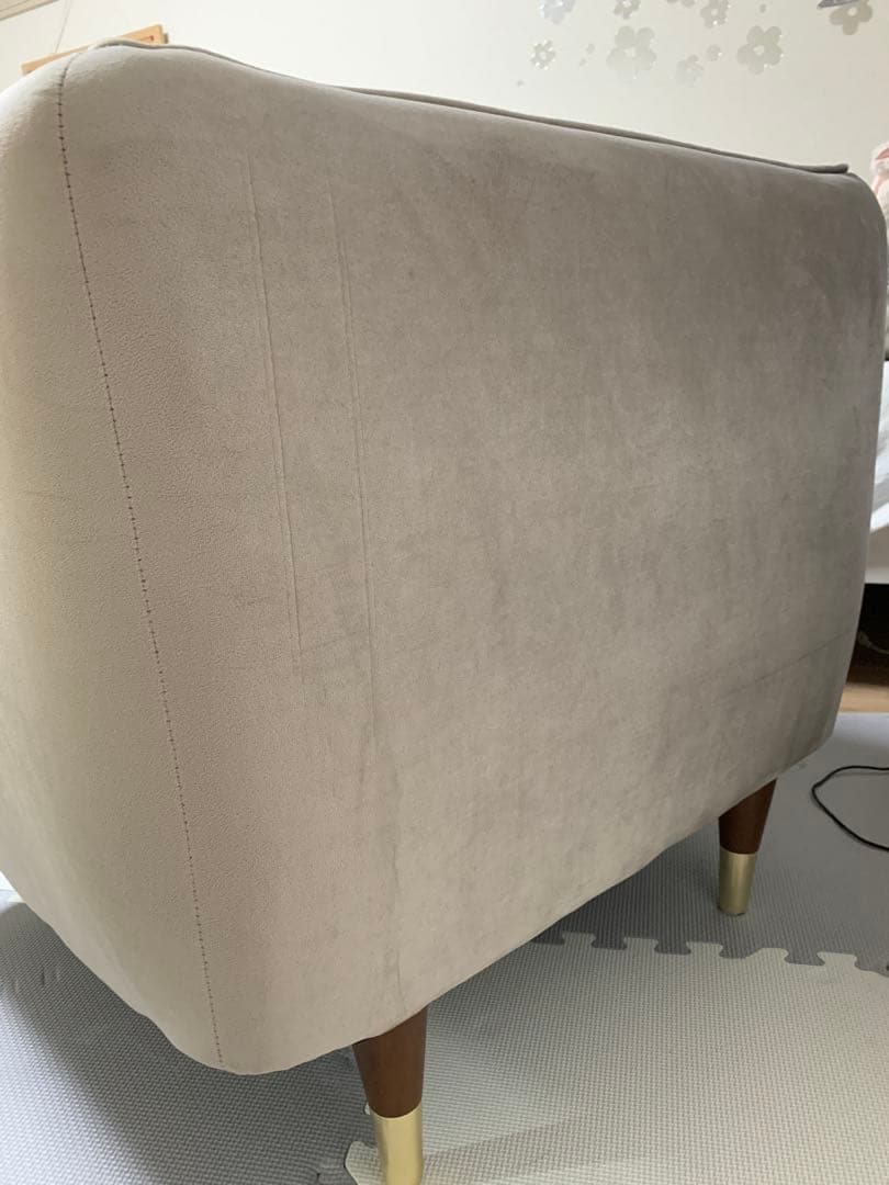 【美品】 可愛い1人掛けソファ ベルベット グレー定価29990円