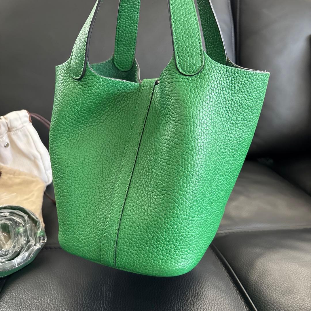 楽天　4U キューブバッグ　プレミアム本革　タケグリーン　シルバー金具　Sサイズ