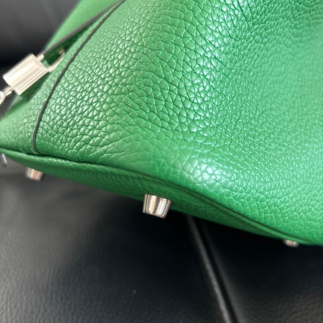 楽天　4U キューブバッグ　プレミアム本革　タケグリーン　シルバー金具　Sサイズ