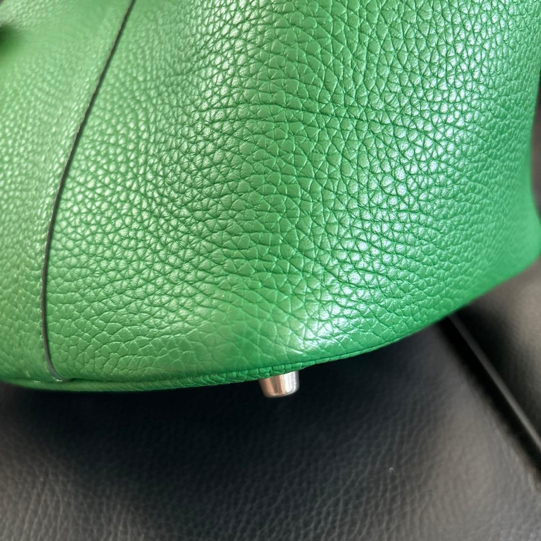 楽天　4U キューブバッグ　プレミアム本革　タケグリーン　シルバー金具　Sサイズ