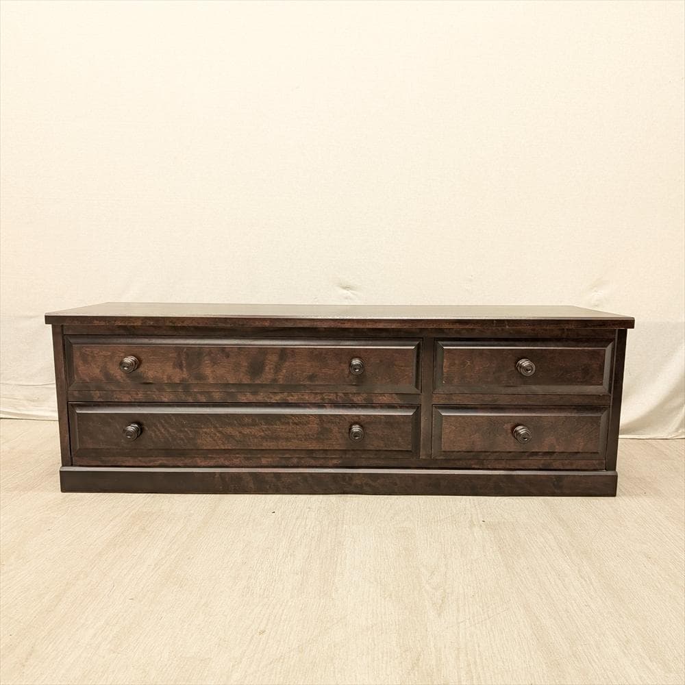 北海道民芸家具　カバ材　無垢　ローチェスト　整理箪笥　箪笥　タンス　チェスト　A