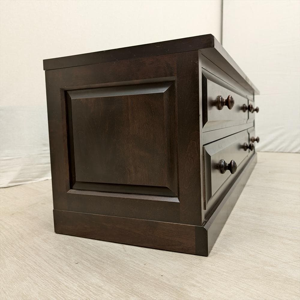 北海道民芸家具　カバ材　無垢　ローチェスト　整理箪笥　箪笥　タンス　チェスト　A