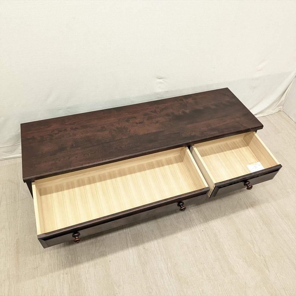 北海道民芸家具　カバ材　無垢　ローチェスト　整理箪笥　箪笥　タンス　チェスト　A