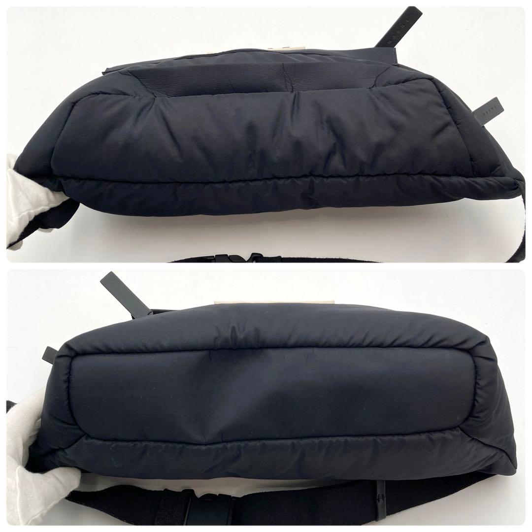 現行！レア✨ MARNI パフ バムバッグ ボディバッグ ナイロン 黒 ロゴタグ