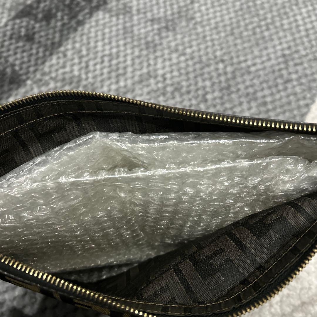 FENDI フェンディ ズッカ柄 キャンバス×レザー クラッチバッグ