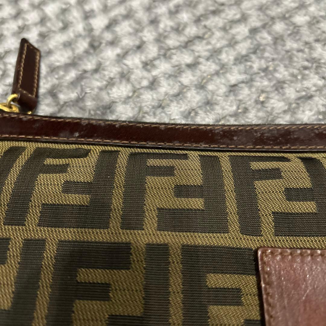 FENDI フェンディ ズッカ柄 キャンバス×レザー クラッチバッグ