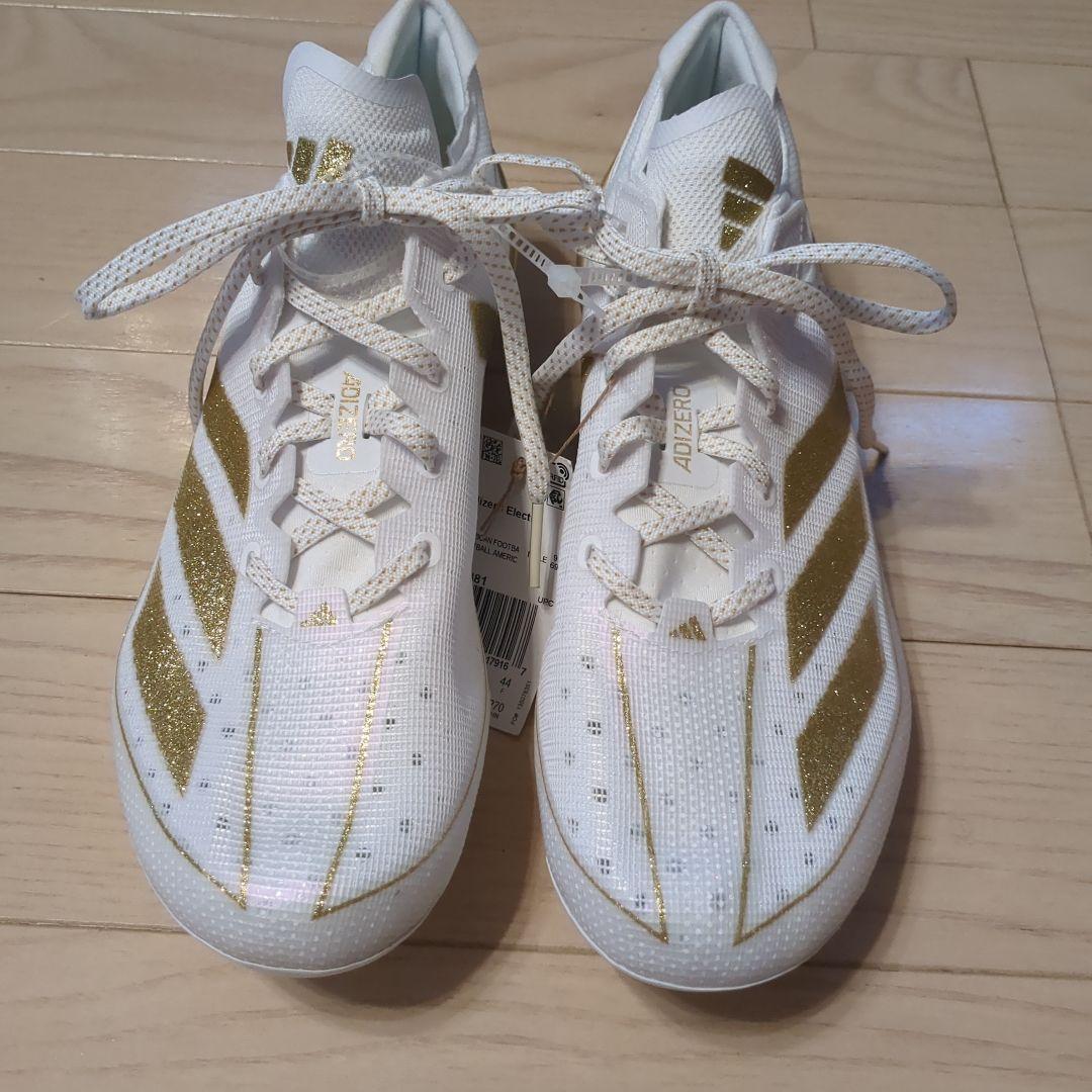 アメフト　スパイク　アディゼロ　28センチ　ADIZERO　白　ゴールド