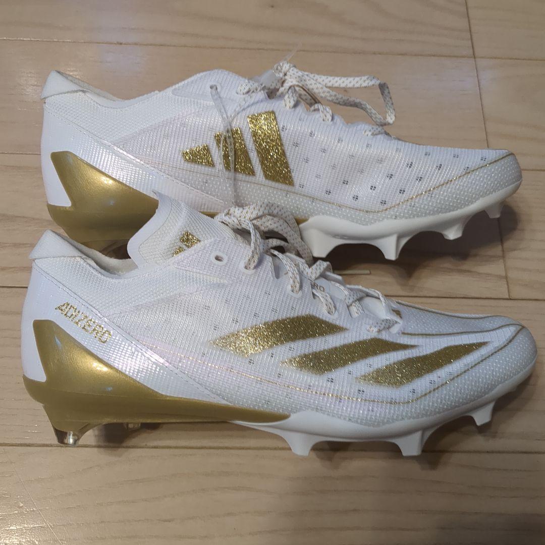 アメフト　スパイク　アディゼロ　28センチ　ADIZERO　白　ゴールド