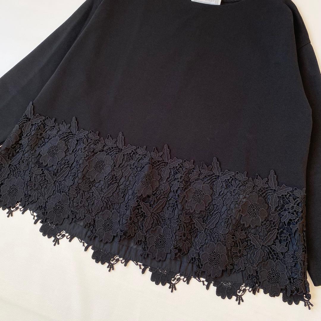 【美品】ビアズリー　カットソー　刺繍レース　カットワーク　プルオーバー　花柄　F