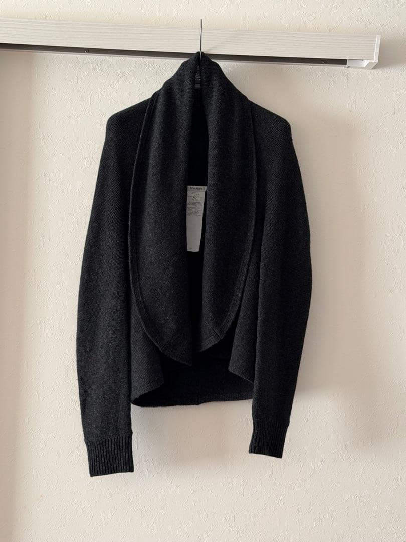 黒いウール混紡カーディガン 長袖