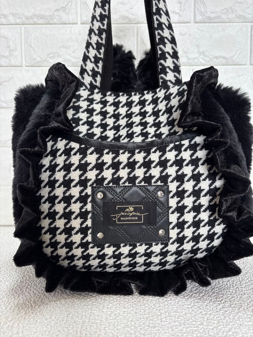 あ*き様 コヤンイサムチョン　ハンドメイド　千鳥格子ファーバッグ　サンダーちゃん