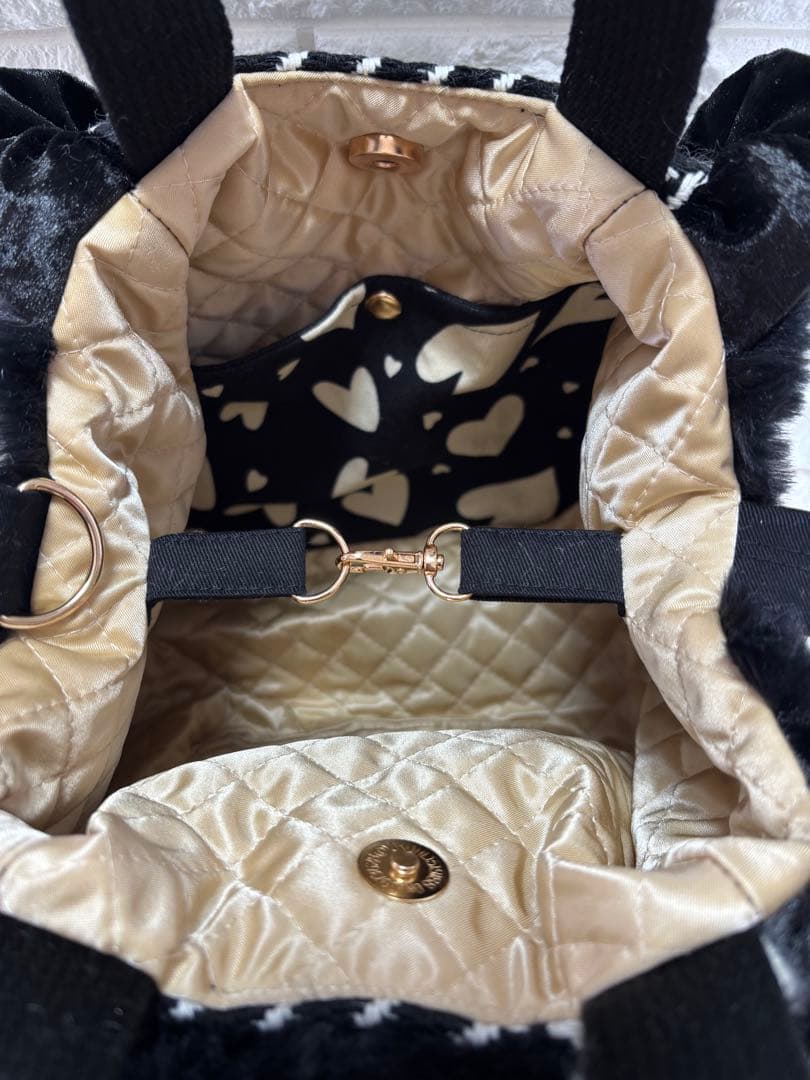 あ*き様 コヤンイサムチョン　ハンドメイド　千鳥格子ファーバッグ　サンダーちゃん