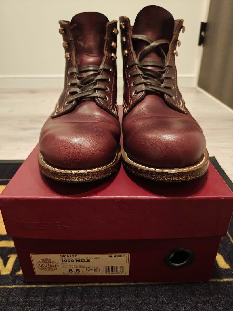 1000 MILE ブーツ バーガンディ 8.5