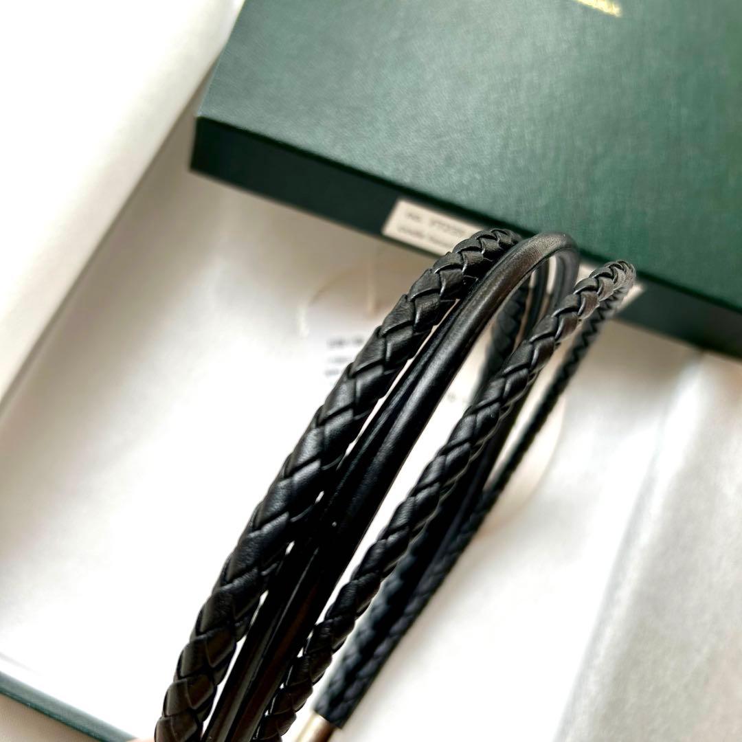 未使用タグ付　23年　フミエタナカ　コードヘッドバンド　カチューシャ　４連　革