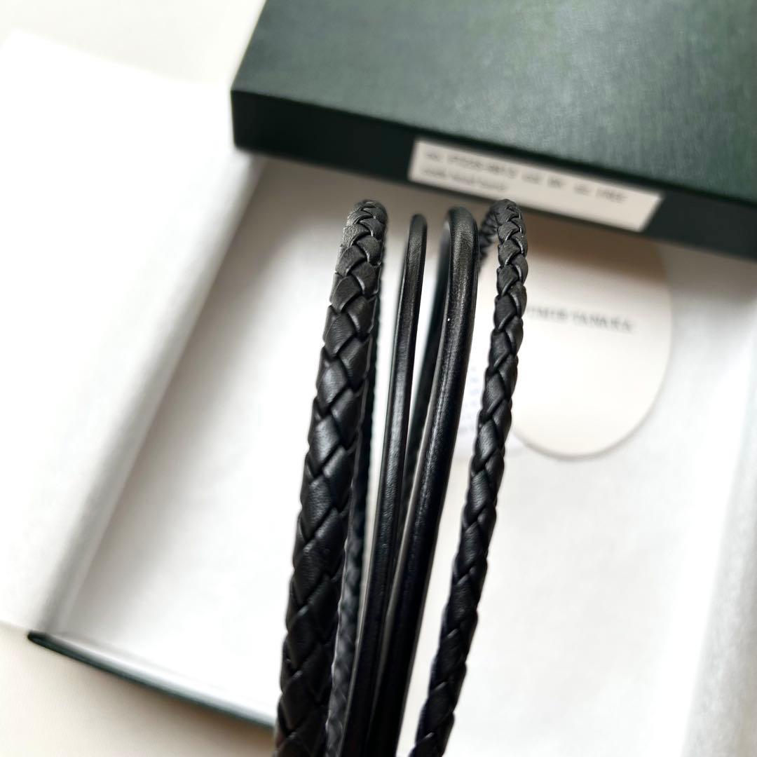 未使用タグ付　23年　フミエタナカ　コードヘッドバンド　カチューシャ　４連　革