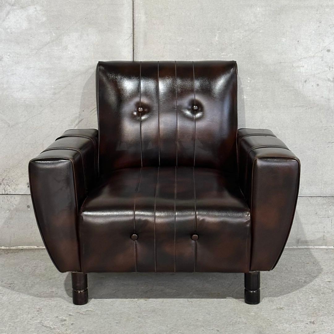 ✦1960年〜1970年✦昭和レトロソファ ヴィンテージ 一人掛け ブラウン合皮