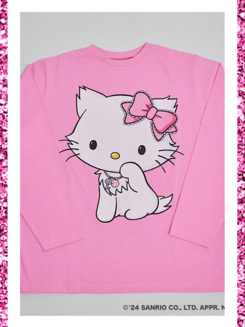 仲里依紗 RE. アールイードット チャーミーキティロングTシャツ(ピンク)