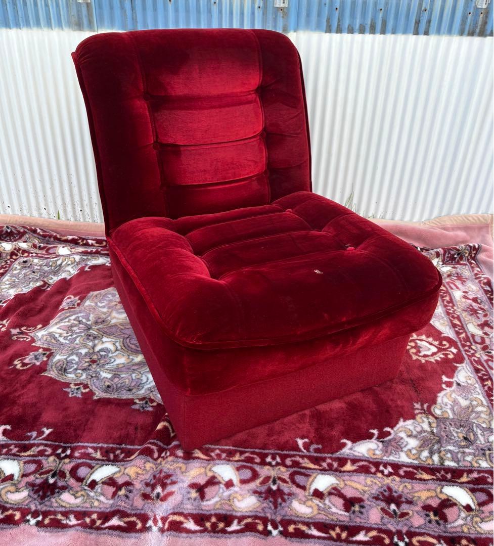 【アンティーク】ベロアソファ 1人掛けソファ 昭和レトロ 当時物 喫茶店 古家具