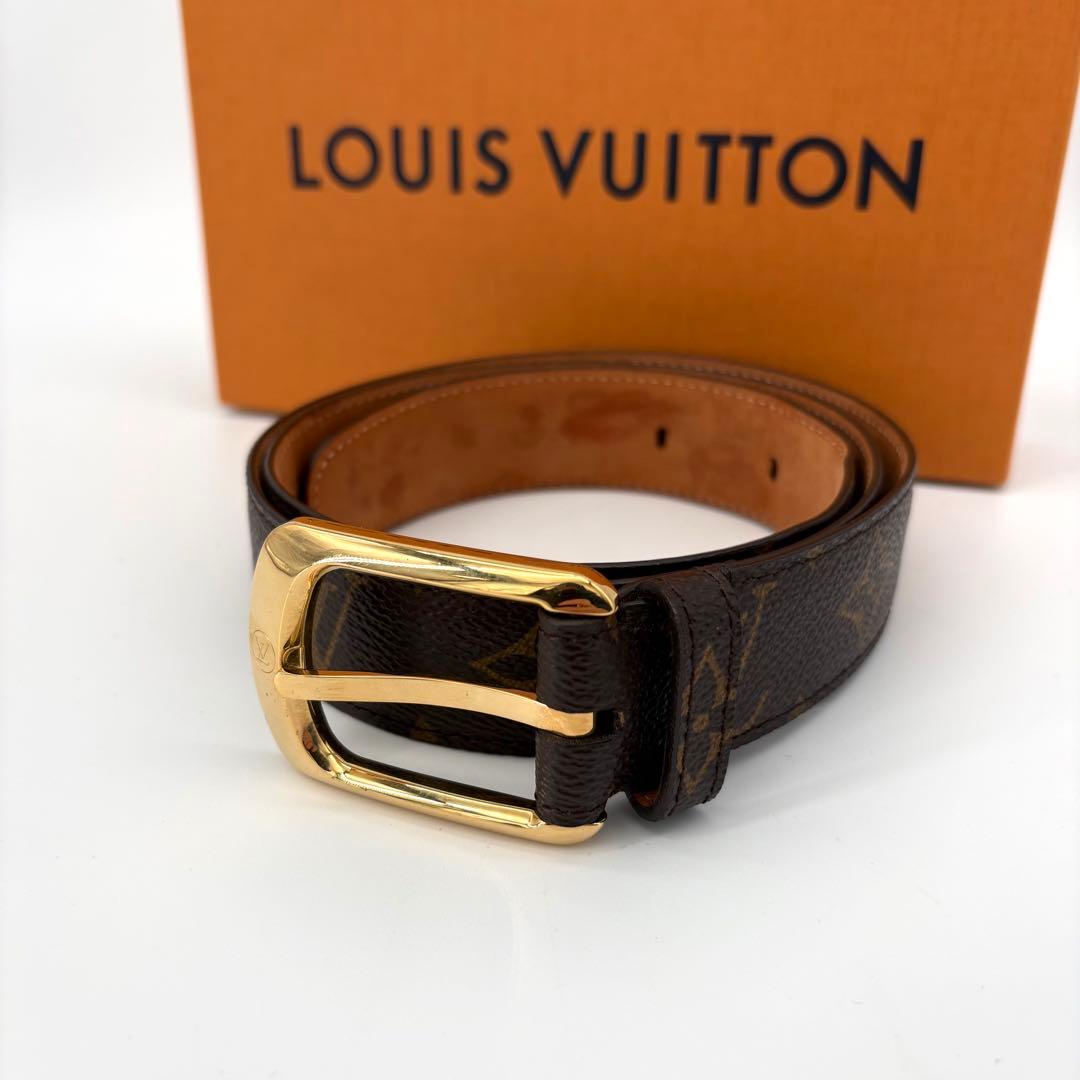 美品 ルイヴィトン ベルト モノグラム サンチュール 3cm×97cm ロゴ