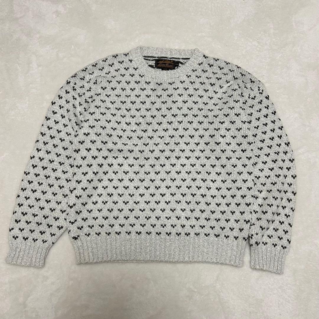80s Eddie Bauer バーズアイ　コットンニットセーター