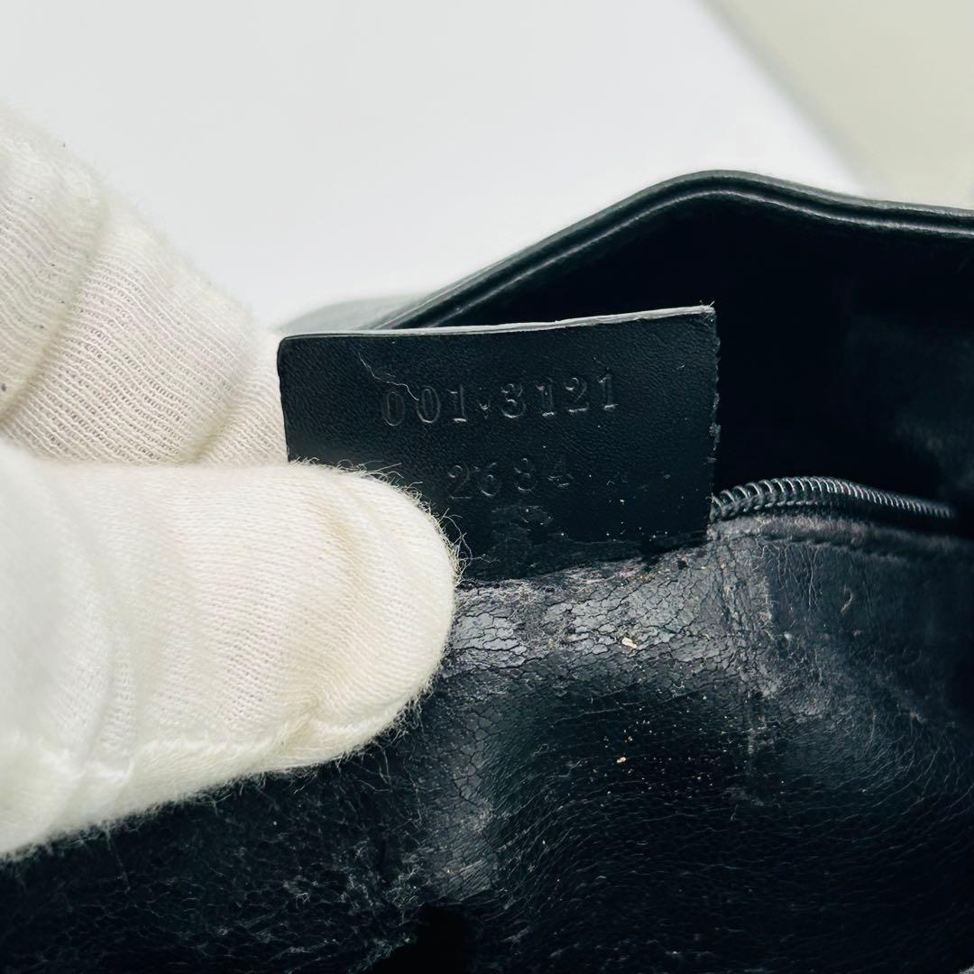 【美品】グッチ ワンショルダー バッグ 南京錠 シルバー金具 レザー 黒