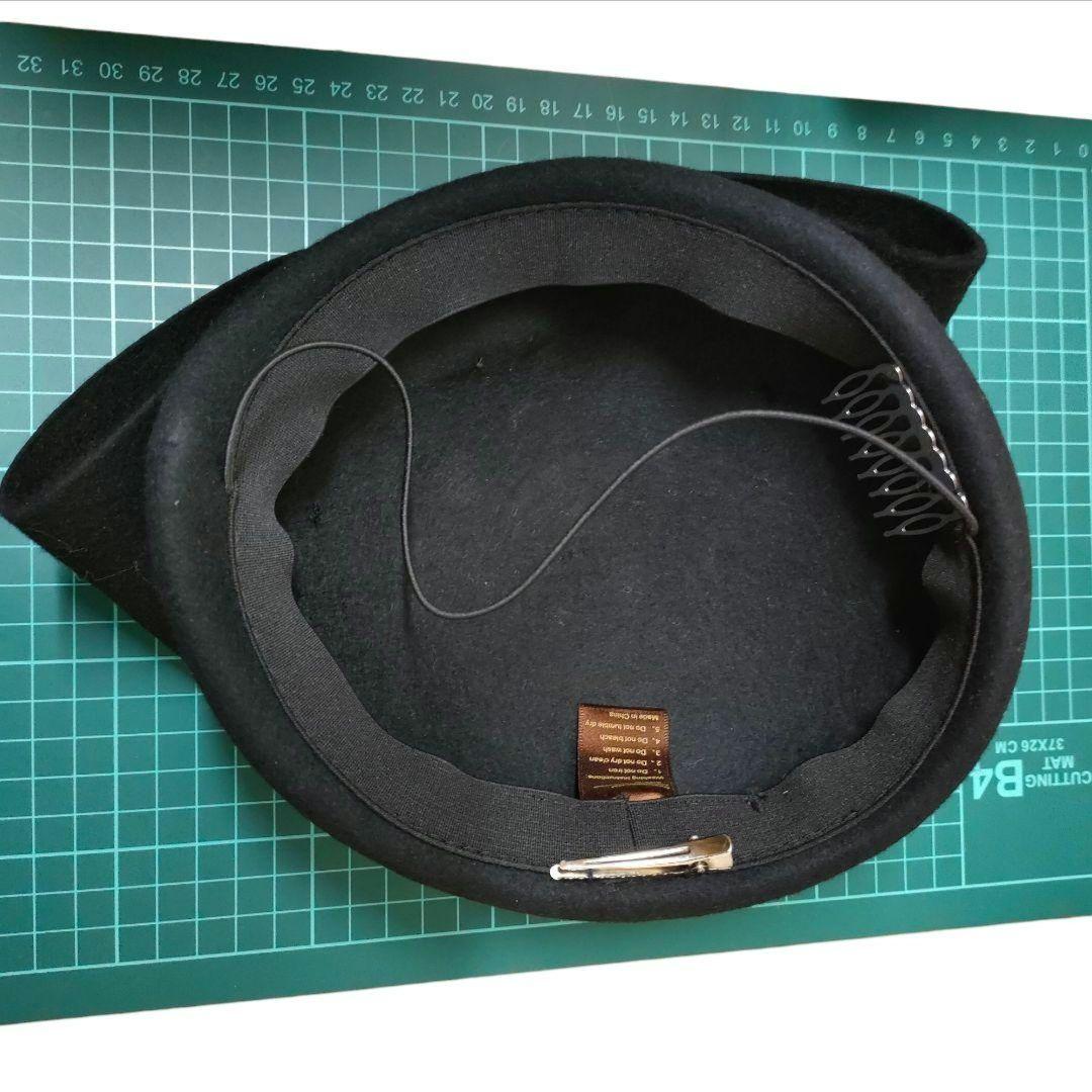 2点セット大リボン冬帽子ヴィンテージ調ピルボックス帽日常ヘッドピースフェルト赤黒