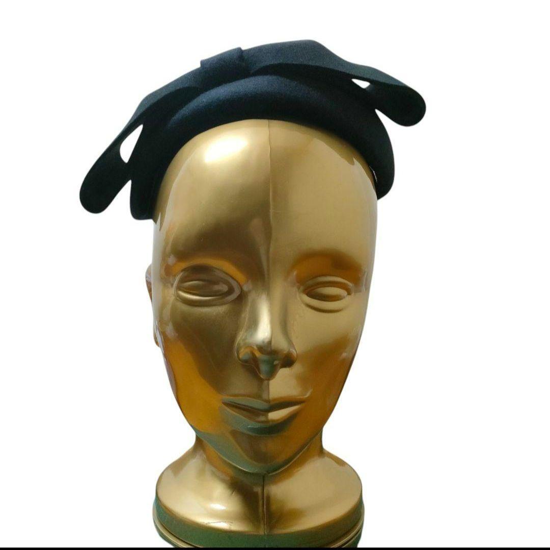 2点セット大リボン冬帽子ヴィンテージ調ピルボックス帽日常ヘッドピースフェルト赤黒