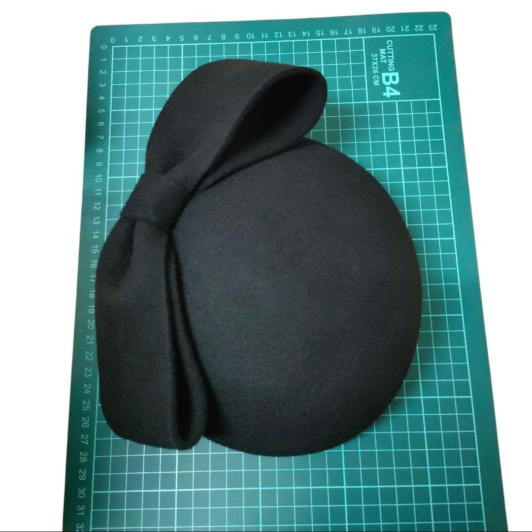 2点セット大リボン冬帽子ヴィンテージ調ピルボックス帽日常ヘッドピースフェルト赤黒