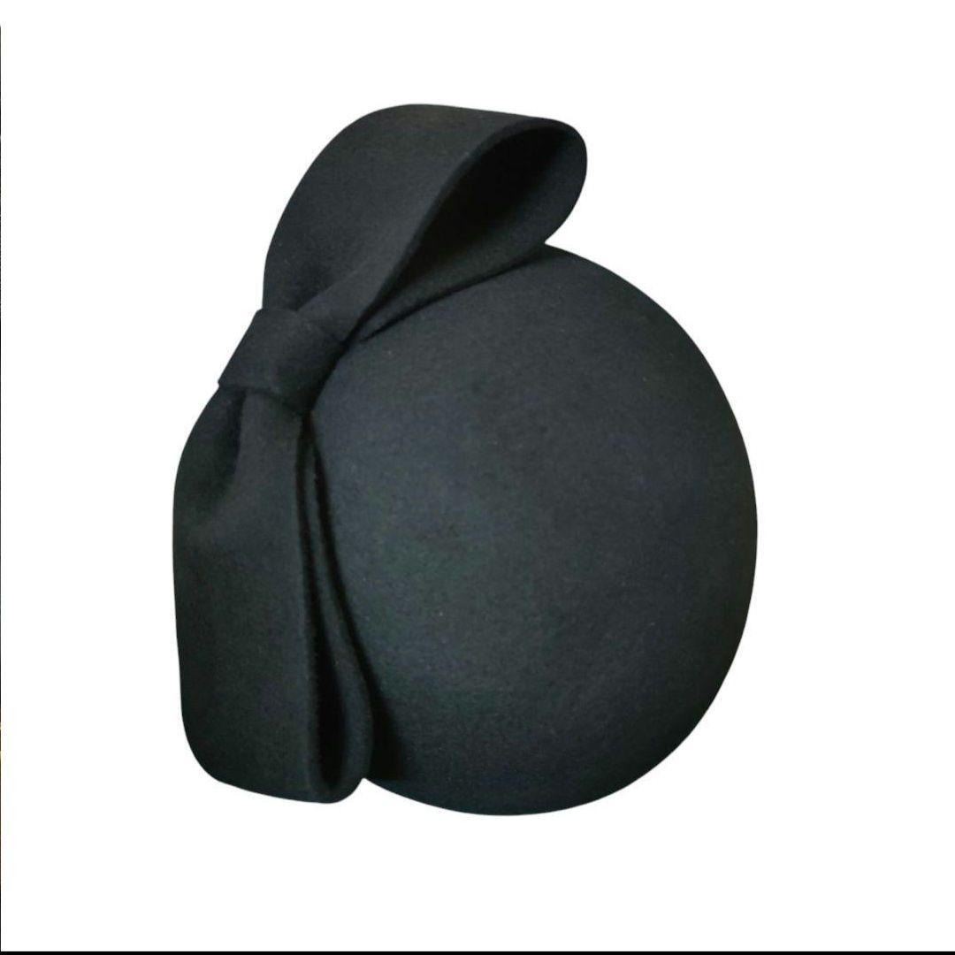 2点セット大リボン冬帽子ヴィンテージ調ピルボックス帽日常ヘッドピースフェルト赤黒