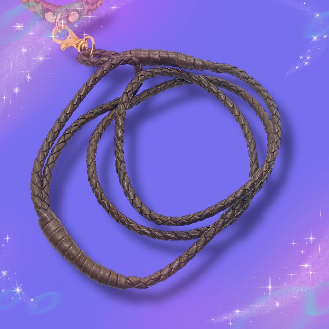 《美品》 ボッテガヴェネタ 首輪 リード レオパード ハラコ イントレチャート