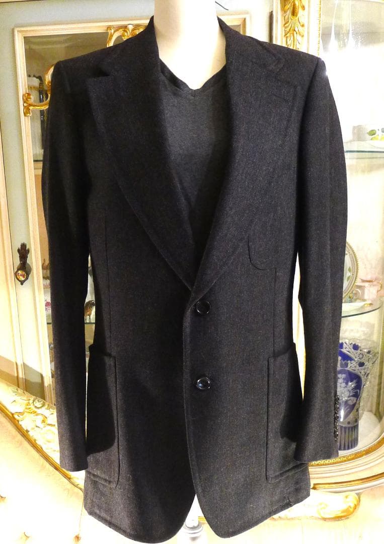 メンズ●【GUCCI】グレーベース ブラウンストライプ ジャケット美品●