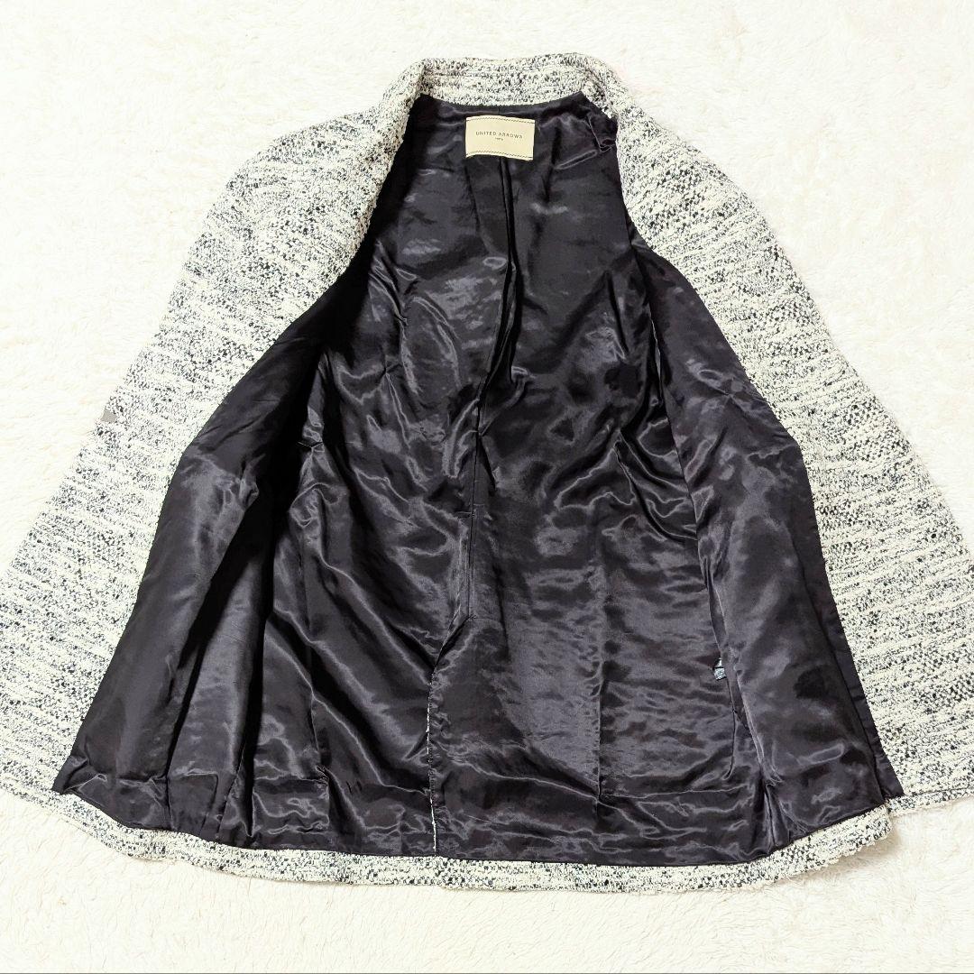 美品◎ユナイテッドアローズテーラードジャケット+プラダマフラー2点 白紺 S