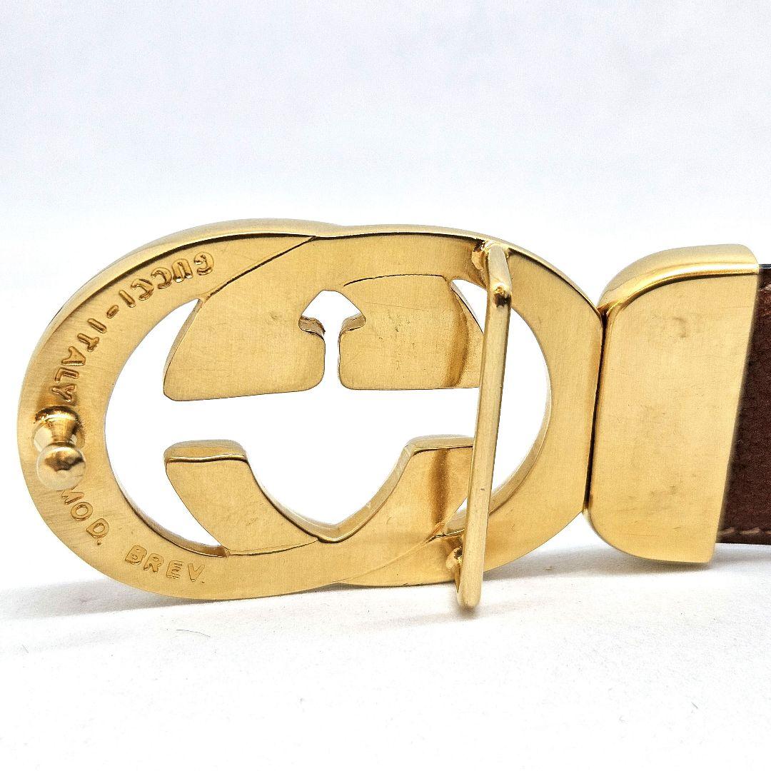 GUCCI ベルト GGマーモント ゴールド レザー ロゴ 黒 レディース