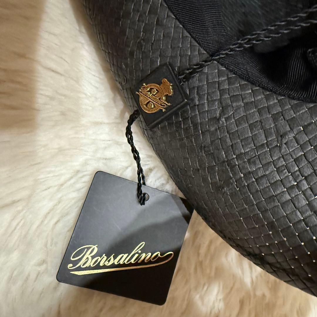 新品未使用タグ付 Borsalino　ペーパ素材　ストローハット　約61センチ