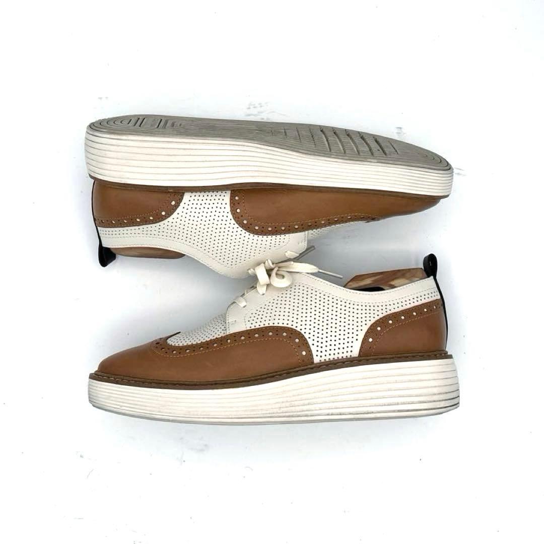 コールハーン　オックスフォード　革靴　ウイングチップ　パンチング　24.5