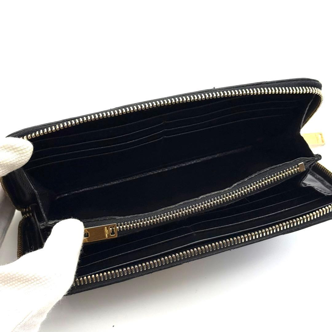 サンローラン YSL Vステッチ キャビアスキン ブラック 長財布 P80
