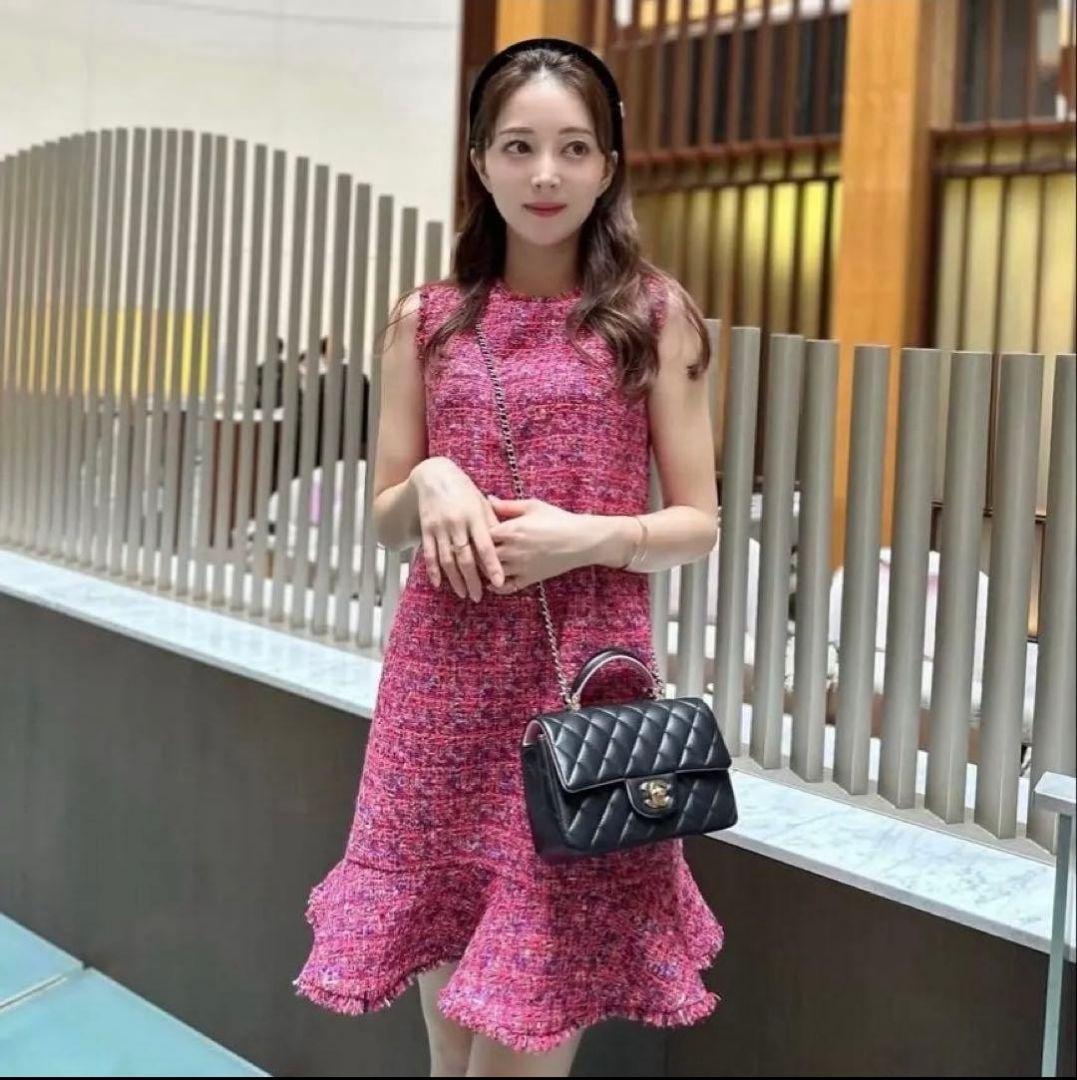 最終価格！美品アナイシャネルツイード　ネオンツイードヘムフリル ワンピース