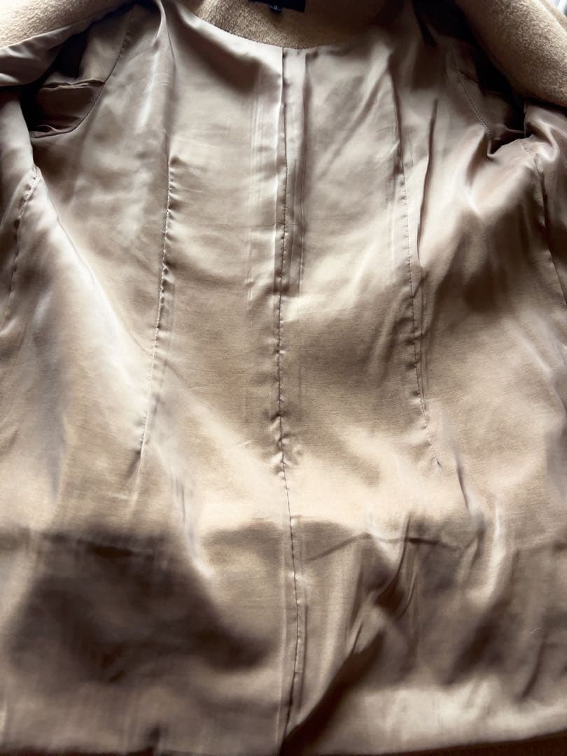 美品クイーンズコート　フォックスファー付き 　ノーカラーコート