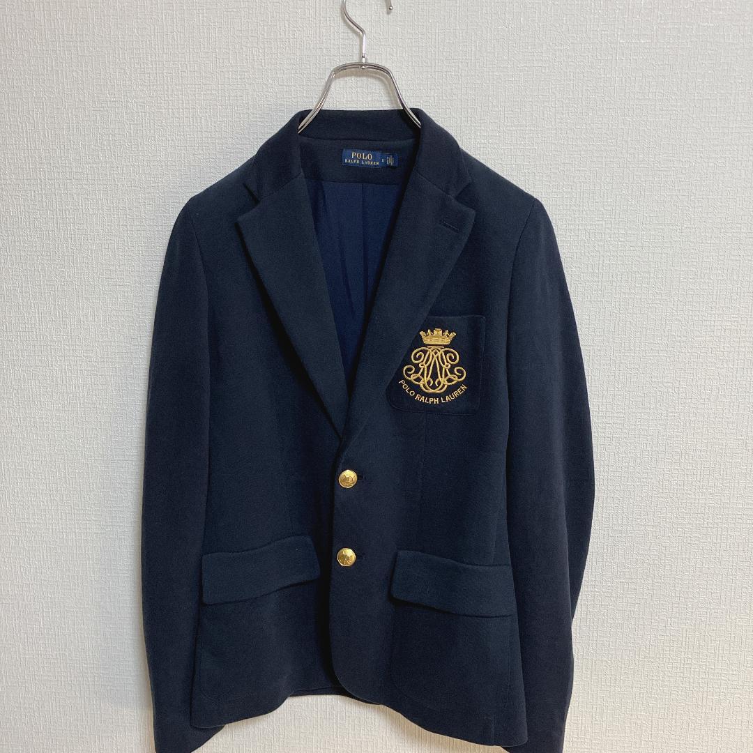 ラルフローレンスウェットテーラードジャケット金釦レディーストレーナー紺ブレザー