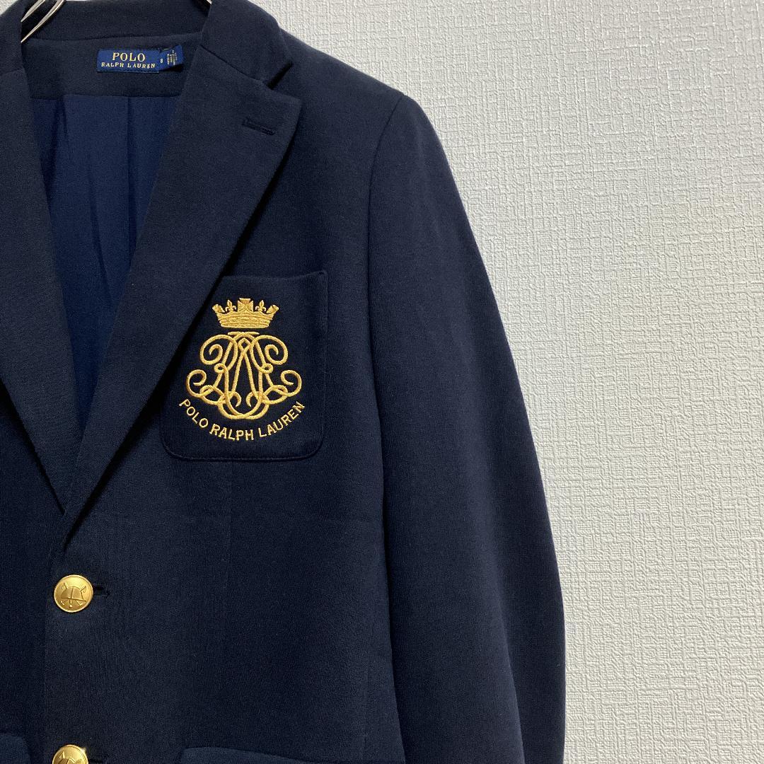 ラルフローレンスウェットテーラードジャケット金釦レディーストレーナー紺ブレザー