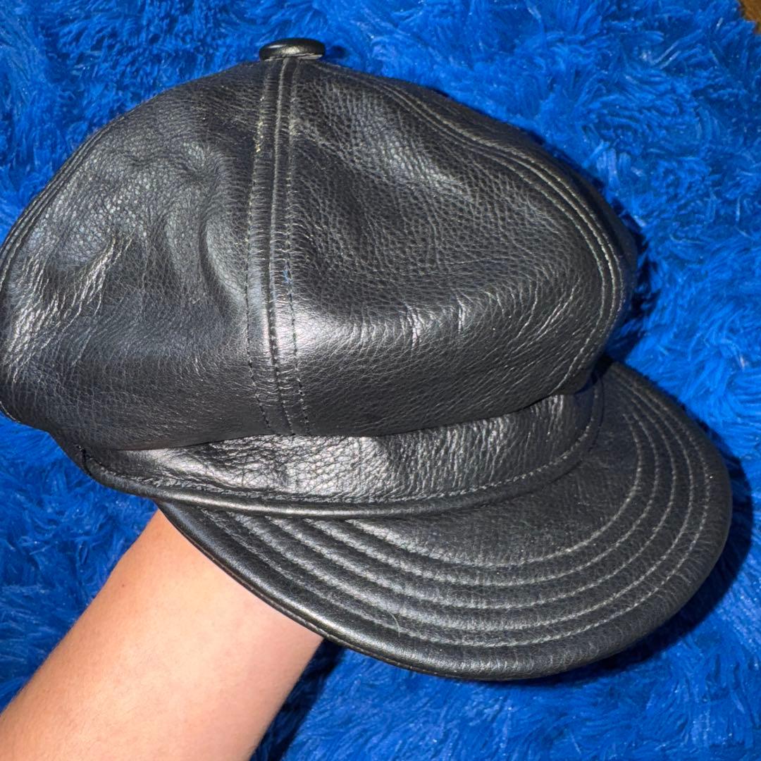 ショット SCHOTT BROS レザー製黒　キャスケット帽