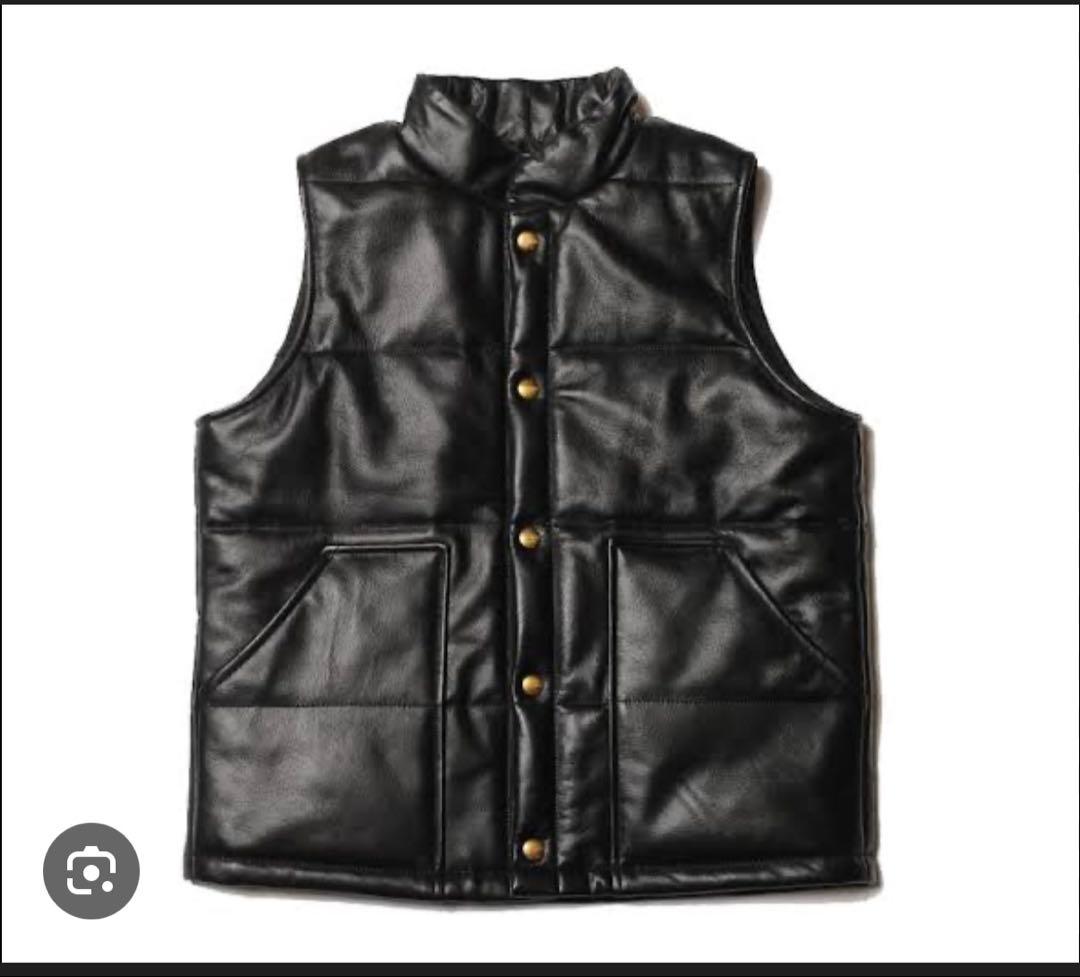 R*毒様 カットレイトレザー ダウンベスト