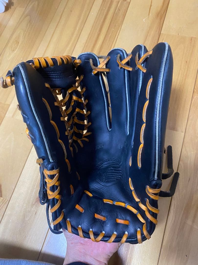 久保田スラッガー外野手用 軟式グローブ 黒/オレンジ